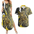 Personalised Richmond Tigers Couples Matching Summer Maxi Dress and Hawaiian Shirt Trippy Psychedelic Abstract Art Mascot Football Fans