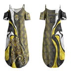 Personalised Richmond Tigers Couples Matching Summer Maxi Dress and Hawaiian Shirt Trippy Psychedelic Abstract Art Mascot Football Fans