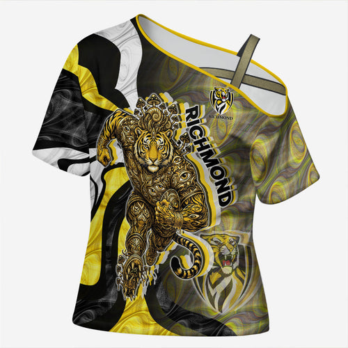 Personalised Richmond Tigers Cross Shoulder Shirt Trippy Psychedelic Abstract Art Mascot Football Fans