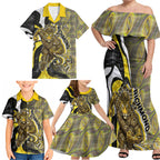 Personalised Richmond Tigers Family Matching Off Shoulder Maxi Dress and Hawaiian Shirt Trippy Psychedelic Abstract Art Mascot Football Fans