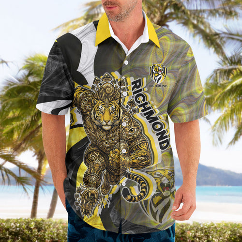 Personalised Richmond Tigers Hawaiian Shirt Trippy Psychedelic Abstract Art Mascot Football Fans