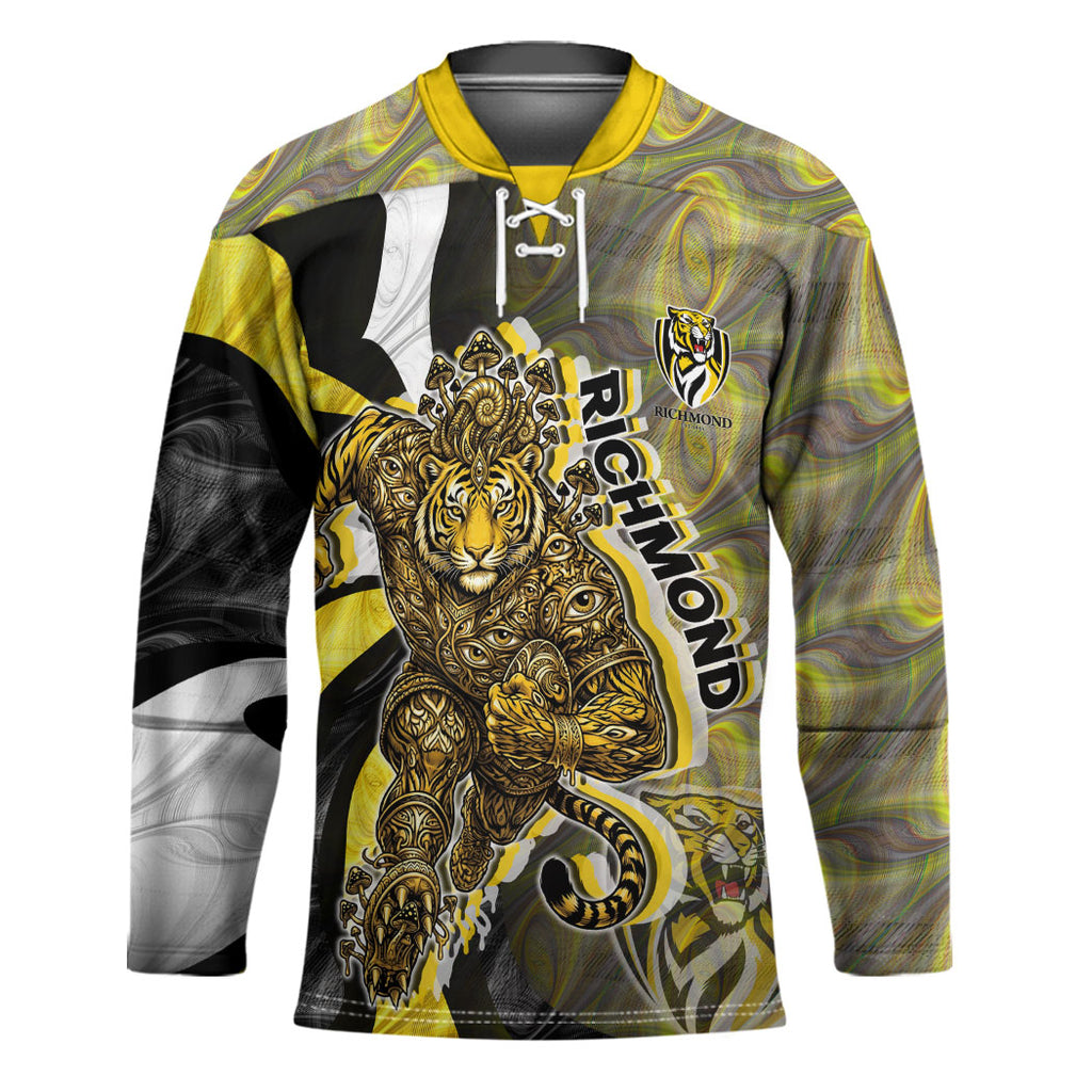 Personalised Richmond Tigers Hockey Jersey Trippy Psychedelic Abstract Art Mascot Football Fans