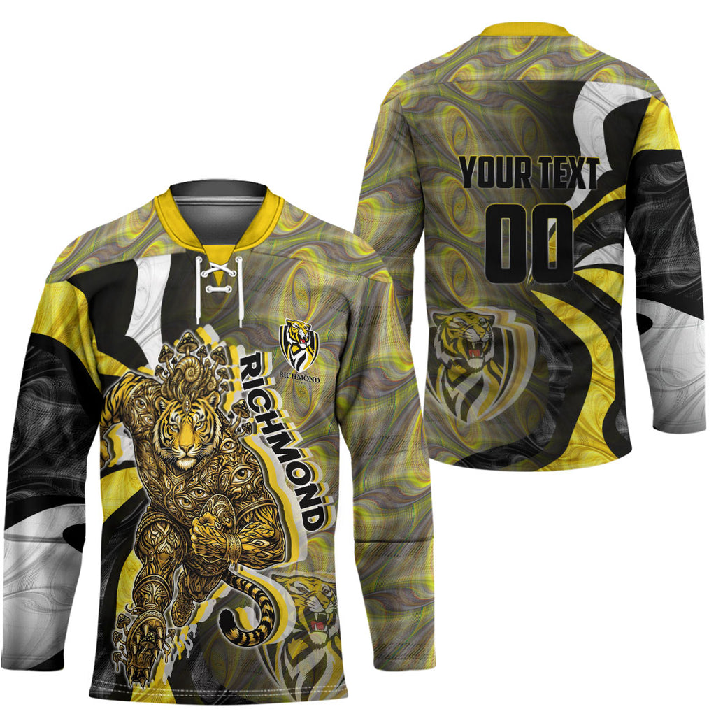 Personalised Richmond Tigers Hockey Jersey Trippy Psychedelic Abstract Art Mascot Football Fans