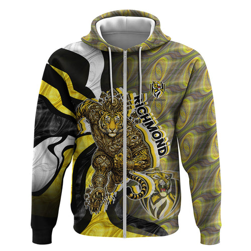 Personalised Richmond Tigers Hoodie Trippy Psychedelic Abstract Art Mascot Football Fans