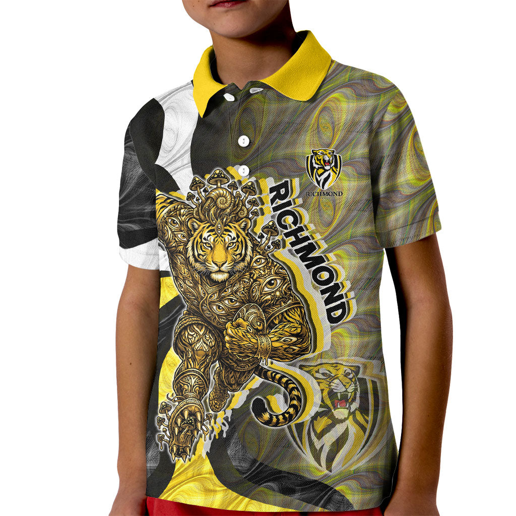 Personalised Richmond Tigers Kid Polo Shirt Trippy Psychedelic Abstract Art Mascot Football Fans