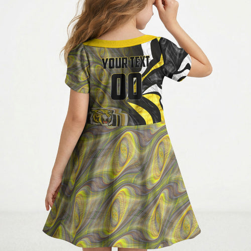 Personalised Richmond Tigers Kid Short Sleeve Dress Trippy Psychedelic Abstract Art Mascot Football Fans