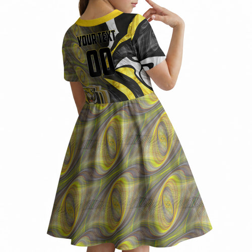 Personalised Richmond Tigers Kid Short Sleeve Dress Trippy Psychedelic Abstract Art Mascot Football Fans