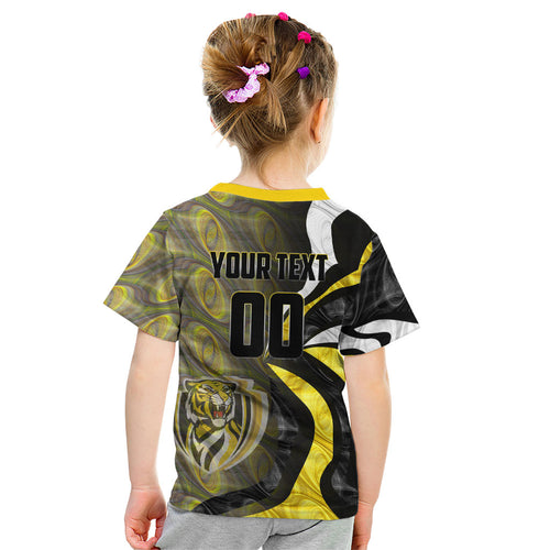 Personalised Richmond Tigers Kid T Shirt Trippy Psychedelic Abstract Art Mascot Football Fans