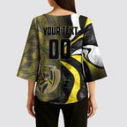 Personalised Richmond Tigers Kimono Sleeve Blouse Trippy Psychedelic Abstract Art Mascot Football Fans