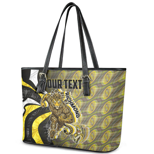 Personalised Richmond Tigers Leather Tote Bag Trippy Psychedelic Abstract Art Mascot Football Fans