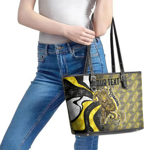 Personalised Richmond Tigers Leather Tote Bag Trippy Psychedelic Abstract Art Mascot Football Fans