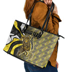 Personalised Richmond Tigers Leather Tote Bag Trippy Psychedelic Abstract Art Mascot Football Fans
