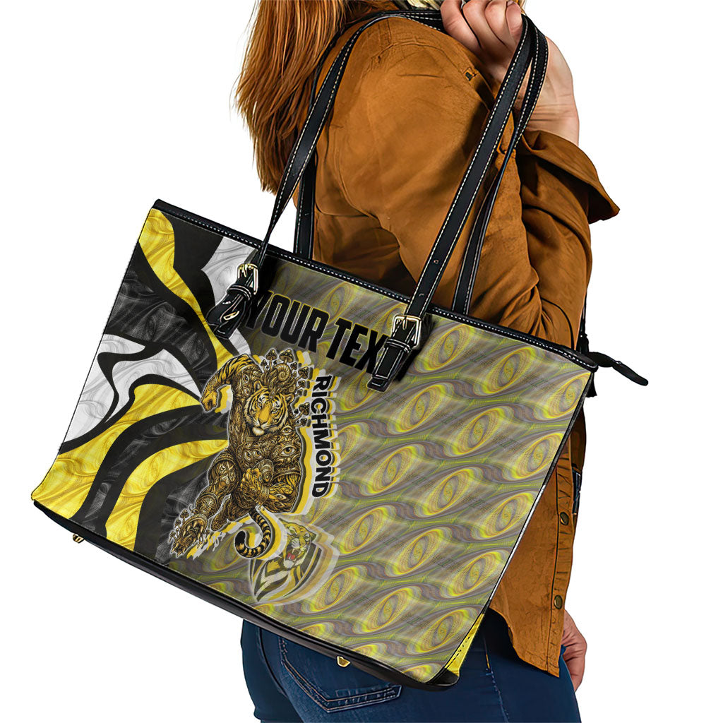 Personalised Richmond Tigers Leather Tote Bag Trippy Psychedelic Abstract Art Mascot Football Fans