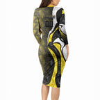 Personalised Richmond Tigers Long Sleeve Bodycon Dress Trippy Psychedelic Abstract Art Mascot Football Fans