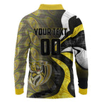 Personalised Richmond Tigers Long Sleeve Polo Shirt Trippy Psychedelic Abstract Art Mascot Football Fans