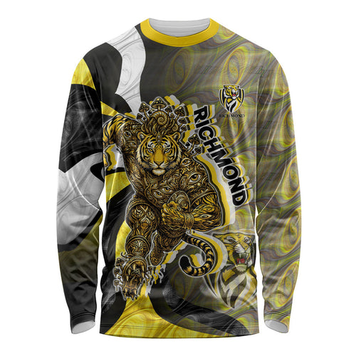 Personalised Richmond Tigers Long Sleeve Shirt Trippy Psychedelic Abstract Art Mascot Football Fans