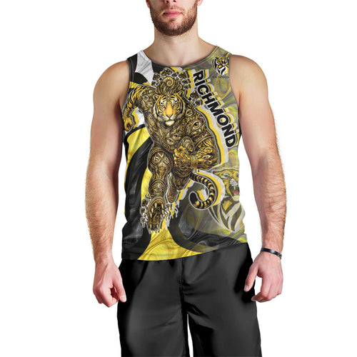 Personalised Richmond Tigers Men Tank Top Trippy Psychedelic Abstract Art Mascot Football Fans