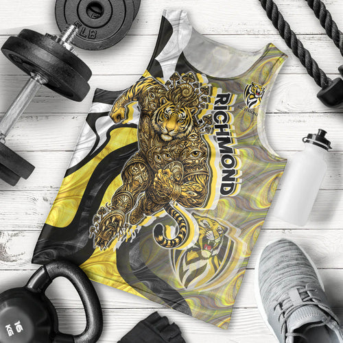 Personalised Richmond Tigers Men Tank Top Trippy Psychedelic Abstract Art Mascot Football Fans