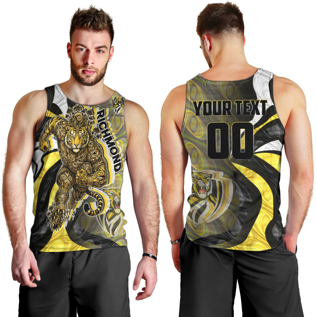 Personalised Richmond Tigers Men Tank Top Trippy Psychedelic Abstract Art Mascot Football Fans