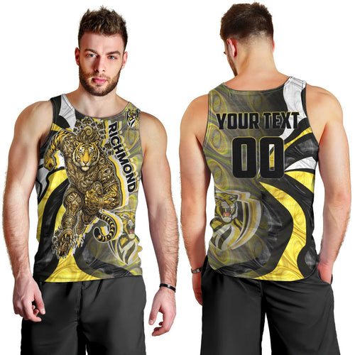 Personalised Richmond Tigers Men Tank Top Trippy Psychedelic Abstract Art Mascot Football Fans