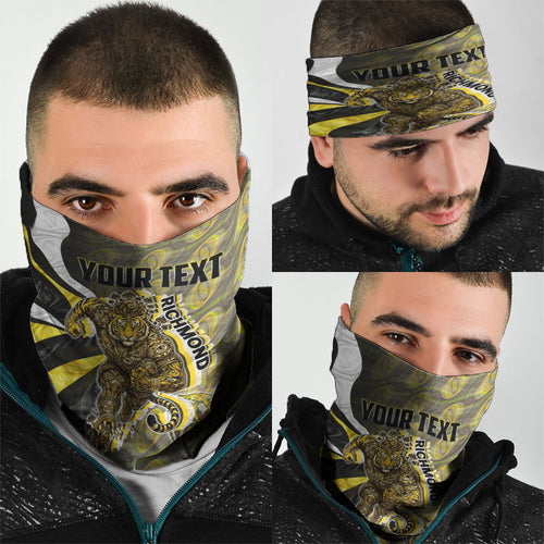 Personalised Richmond Tigers Neck Gaiter Trippy Psychedelic Abstract Art Mascot Football Fans