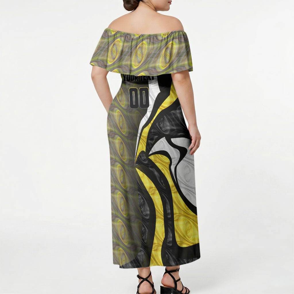 Personalised Richmond Tigers Off Shoulder Maxi Dress Trippy Psychedelic Abstract Art Mascot Football Fans