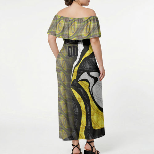 Personalised Richmond Tigers Off Shoulder Maxi Dress Trippy Psychedelic Abstract Art Mascot Football Fans