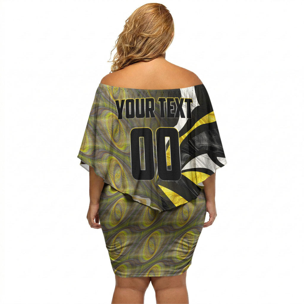 Personalised Richmond Tigers Off Shoulder Short Dress Trippy Psychedelic Abstract Art Mascot Football Fans