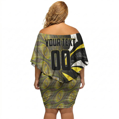 Personalised Richmond Tigers Off Shoulder Short Dress Trippy Psychedelic Abstract Art Mascot Football Fans