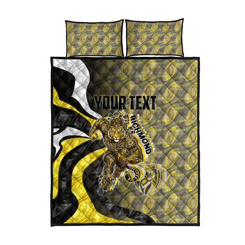 Personalised Richmond Tigers Quilt Bed Set Trippy Psychedelic Abstract Art Mascot Football Fans