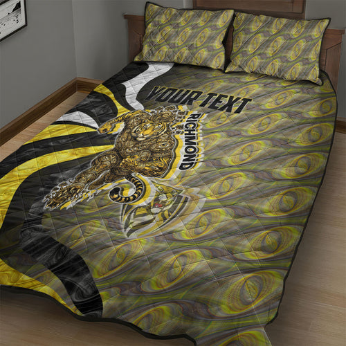 Personalised Richmond Tigers Quilt Bed Set Trippy Psychedelic Abstract Art Mascot Football Fans