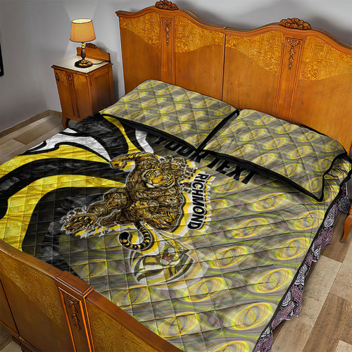 Personalised Richmond Tigers Quilt Bed Set Trippy Psychedelic Abstract Art Mascot Football Fans