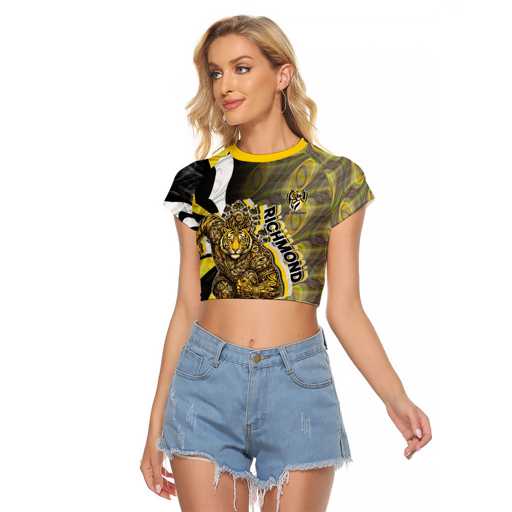 Personalised Richmond Tigers Raglan Cropped T Shirt Trippy Psychedelic Abstract Art Mascot Football Fans