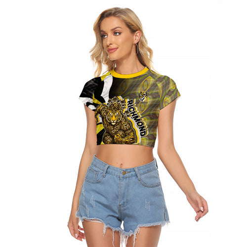 Personalised Richmond Tigers Raglan Cropped T Shirt Trippy Psychedelic Abstract Art Mascot Football Fans