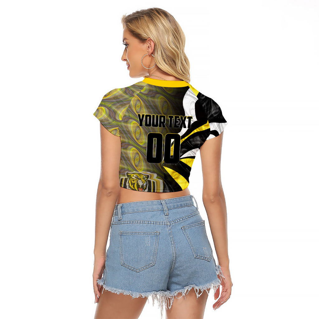 Personalised Richmond Tigers Raglan Cropped T Shirt Trippy Psychedelic Abstract Art Mascot Football Fans