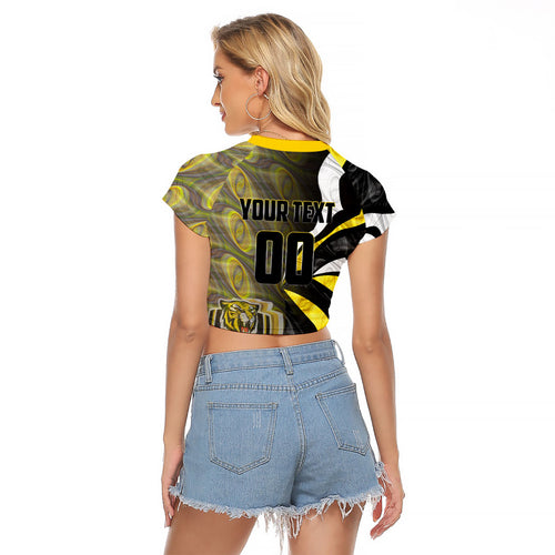 Personalised Richmond Tigers Raglan Cropped T Shirt Trippy Psychedelic Abstract Art Mascot Football Fans