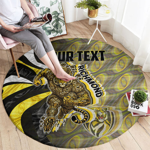 Personalised Richmond Tigers Round Carpet Trippy Psychedelic Abstract Art Mascot Football Fans