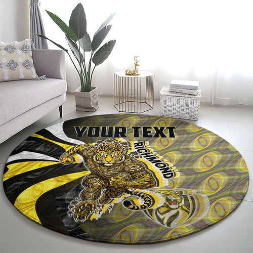 Personalised Richmond Tigers Round Carpet Trippy Psychedelic Abstract Art Mascot Football Fans