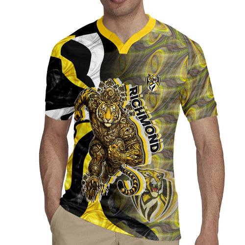 Personalised Richmond Tigers Rugby Jersey Trippy Psychedelic Abstract Art Mascot Football Fans