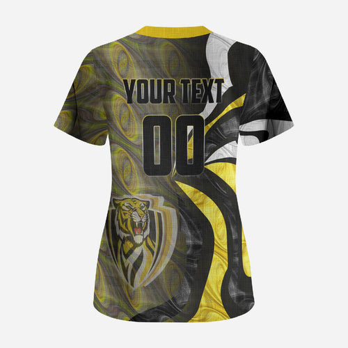 Personalised Richmond Tigers Scrub Top Trippy Psychedelic Abstract Art Mascot Football Fans