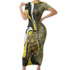 Personalised Richmond Tigers Short Sleeve Bodycon Dress Trippy Psychedelic Abstract Art Mascot Football Fans