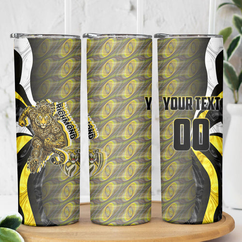 Personalised Richmond Tigers Skinny Tumbler Trippy Psychedelic Abstract Art Mascot Football Fans