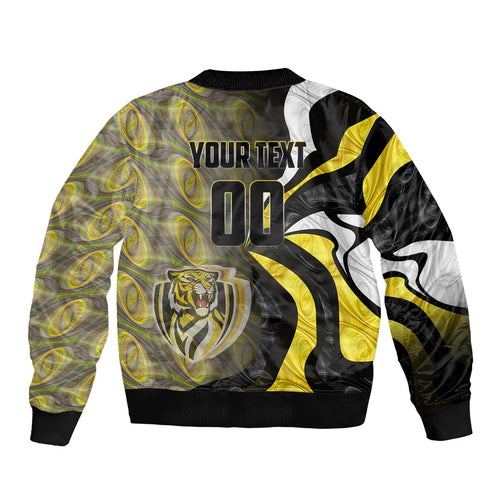 Personalised Richmond Tigers Sleeve Zip Bomber Jacket Trippy Psychedelic Abstract Art Mascot Football Fans