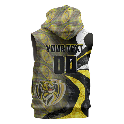 Personalised Richmond Tigers Sleeveless Hoodie Trippy Psychedelic Abstract Art Mascot Football Fans