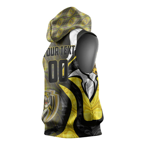 Personalised Richmond Tigers Sleeveless Hoodie Trippy Psychedelic Abstract Art Mascot Football Fans