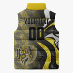 Personalised Richmond Tigers Sleeveless Puffer Jacket Trippy Psychedelic Abstract Art Mascot Football Fans