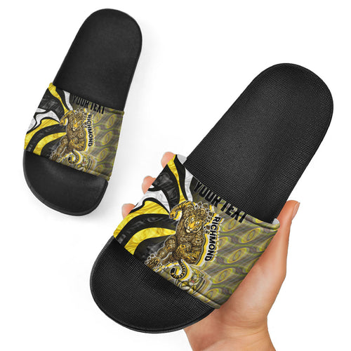 Personalised Richmond Tigers Slide Sandals Trippy Psychedelic Abstract Art Mascot Football Fans