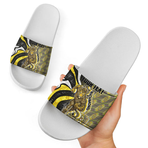 Personalised Richmond Tigers Slide Sandals Trippy Psychedelic Abstract Art Mascot Football Fans