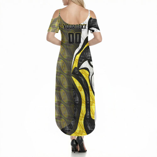 Personalised Richmond Tigers Summer Maxi Dress Trippy Psychedelic Abstract Art Mascot Football Fans