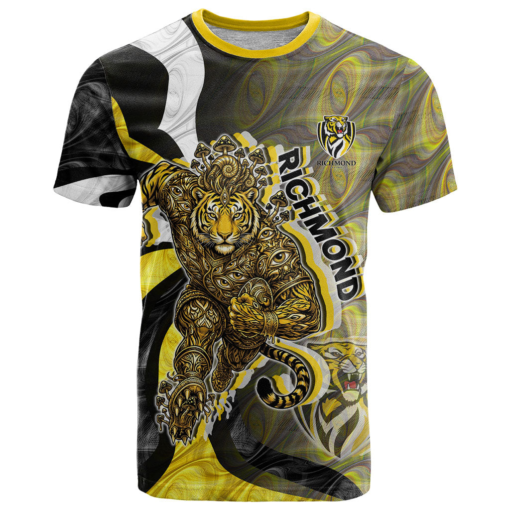 Personalised Richmond Tigers T Shirt Trippy Psychedelic Abstract Art Mascot Football Fans